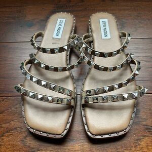 Steve Madden Women's Sandals with Silver Studs - Tan